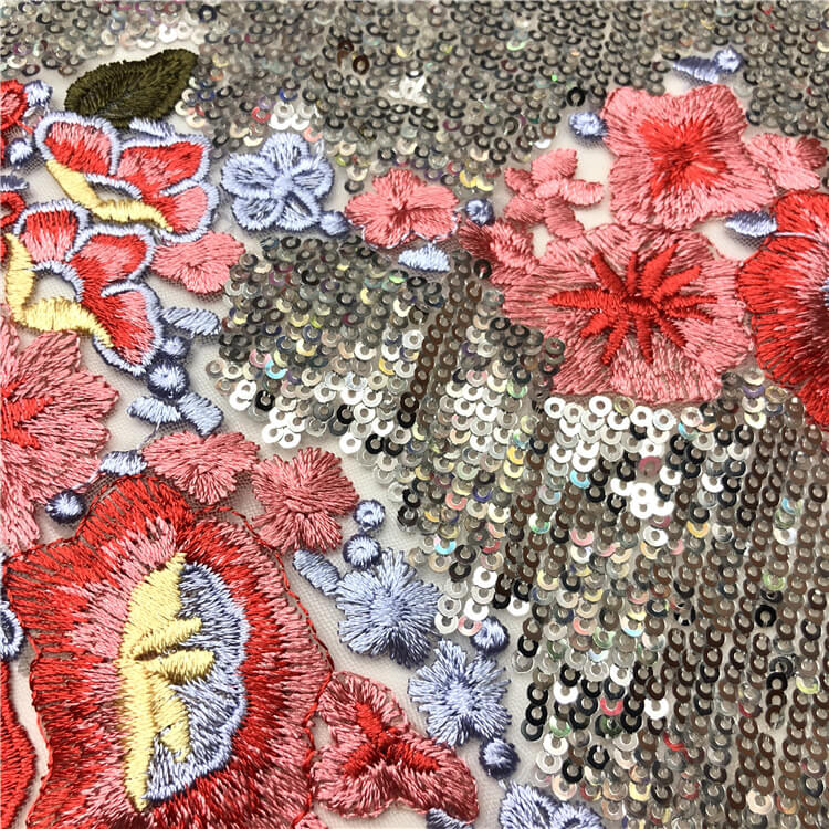 Dress Sequin Bridal Polyester Embroidered Fabric for Women's Wear Whol 4